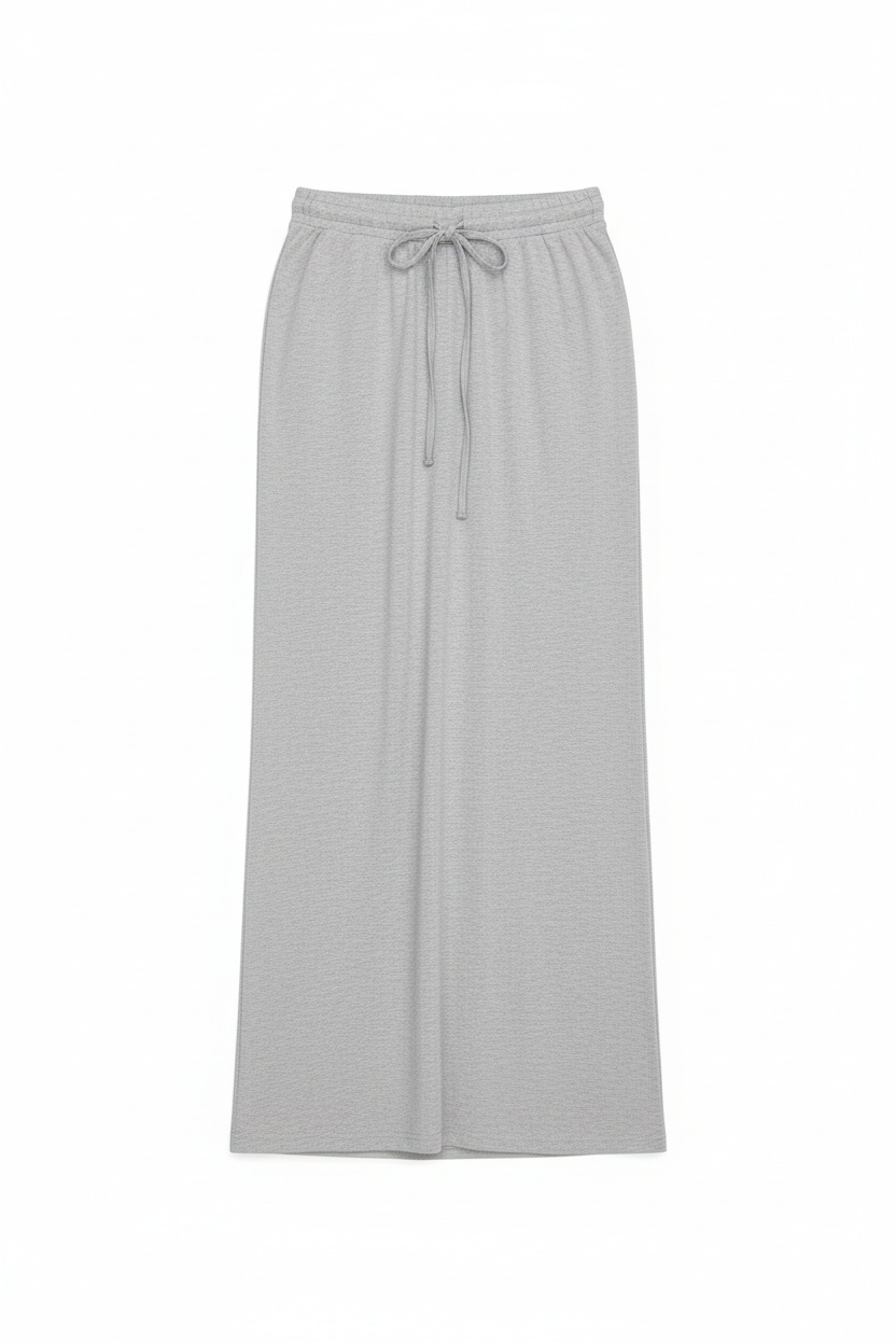 Comfortable Grey Maxi Skirt with Drawstring Waist zdjęcie 1