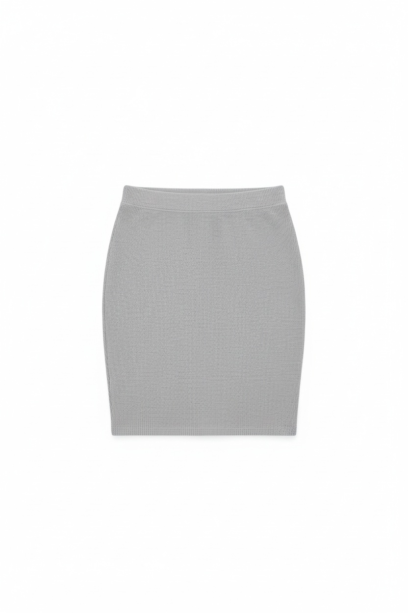 Essential Ribbed Knit Fitted Grey Mini Skirt zdjęcie 1