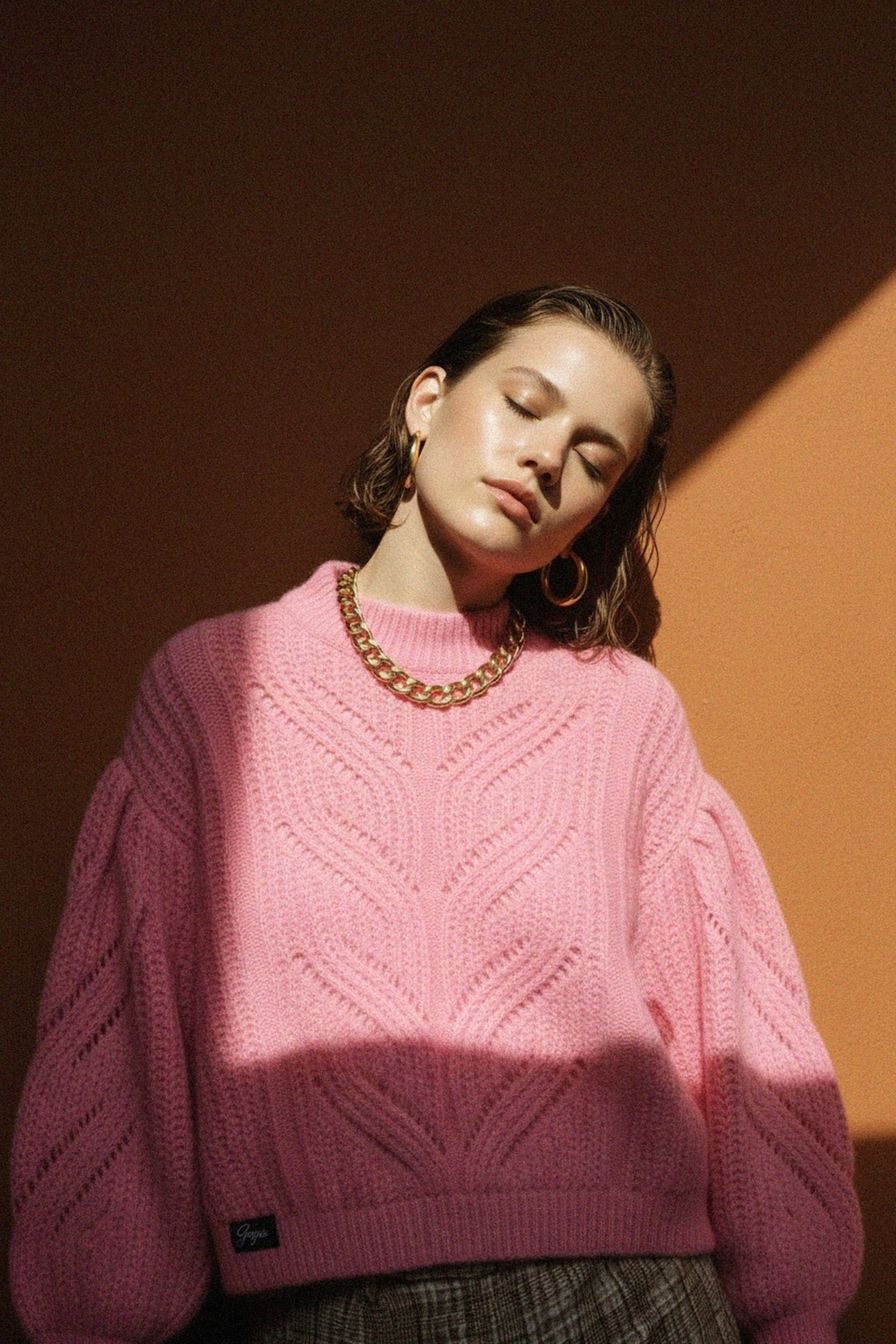 Pink Open-Knit Oversized Sweater zdjęcie 2