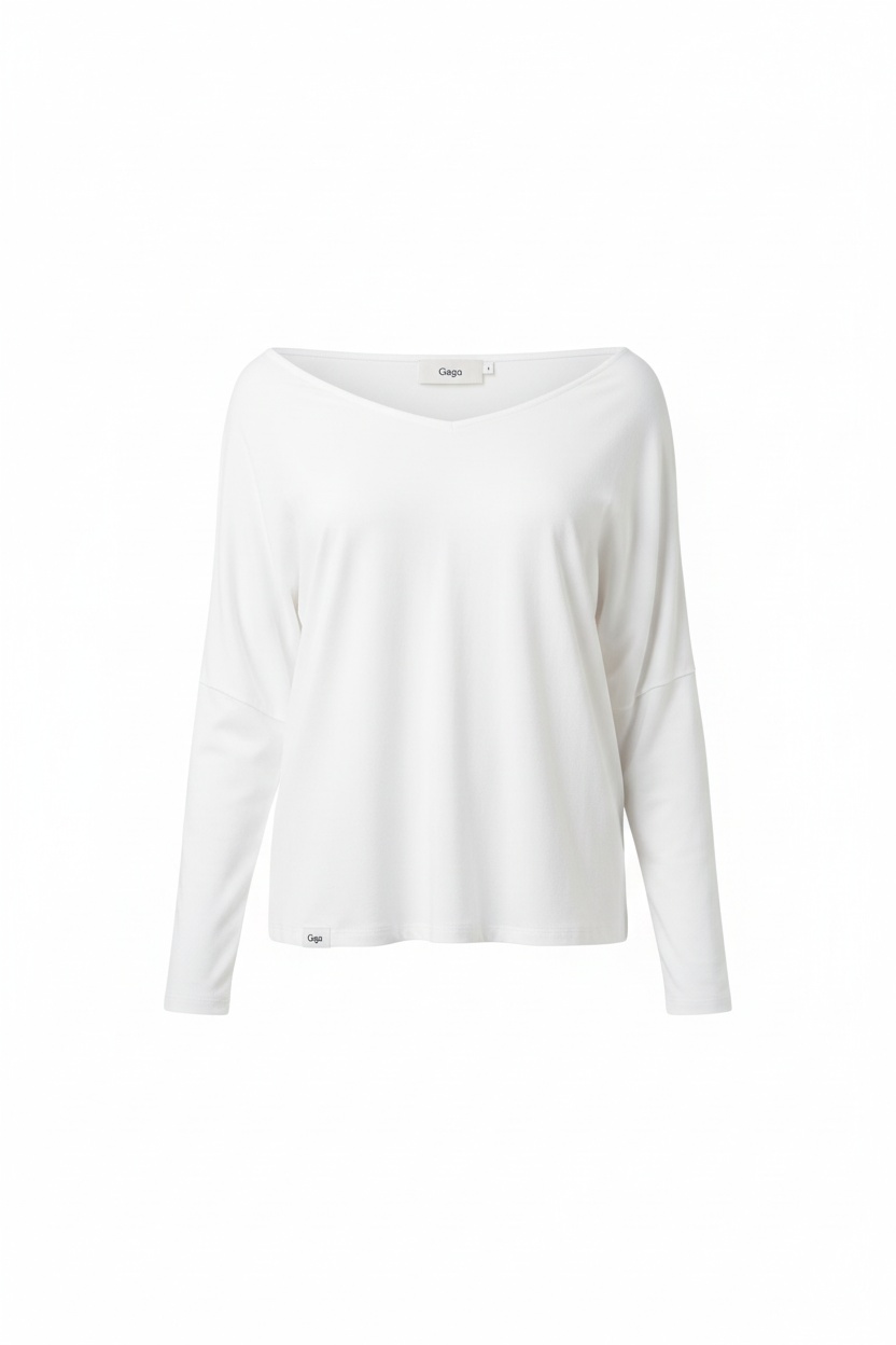 Biała bluzka z odkrytymi ramionami i długim rękawem zdjęcie 1