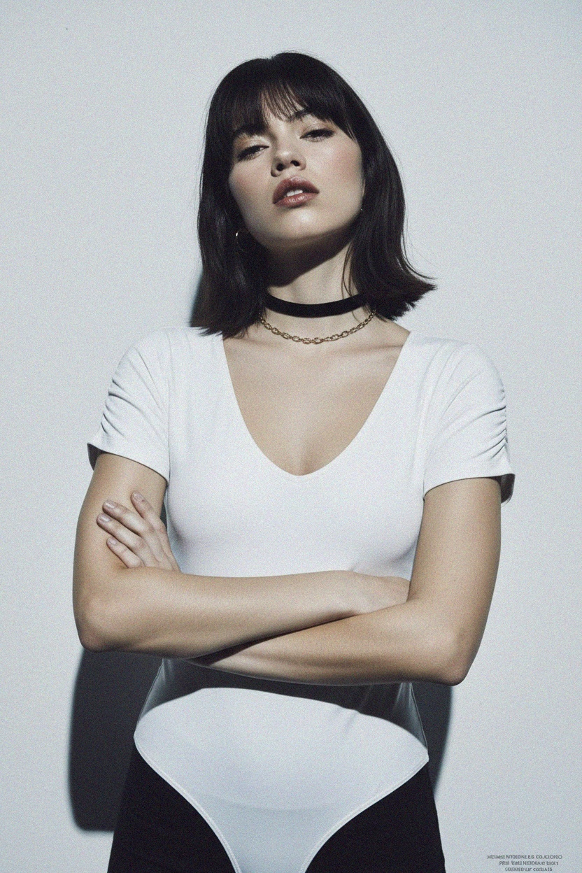 Niezbędny biały body z krótkim rękawem i dekoltem w serek zdjęcie 2