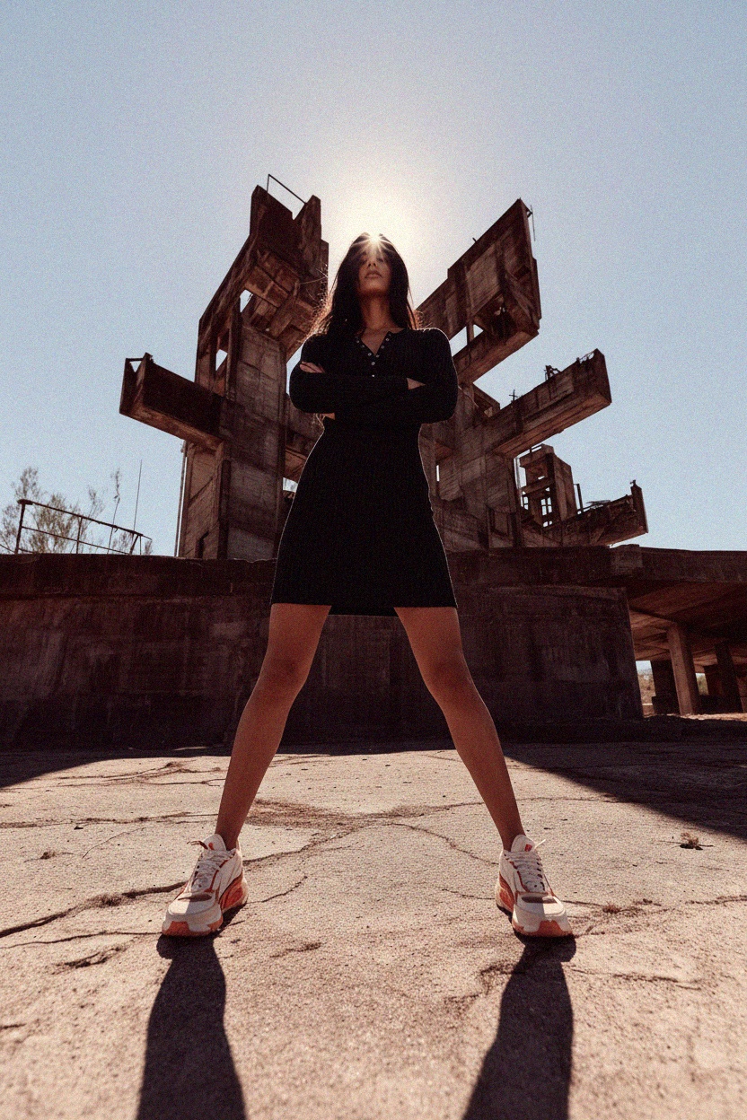 Czarna prążkowana sukienka mini z długim rękawem zdjęcie 2