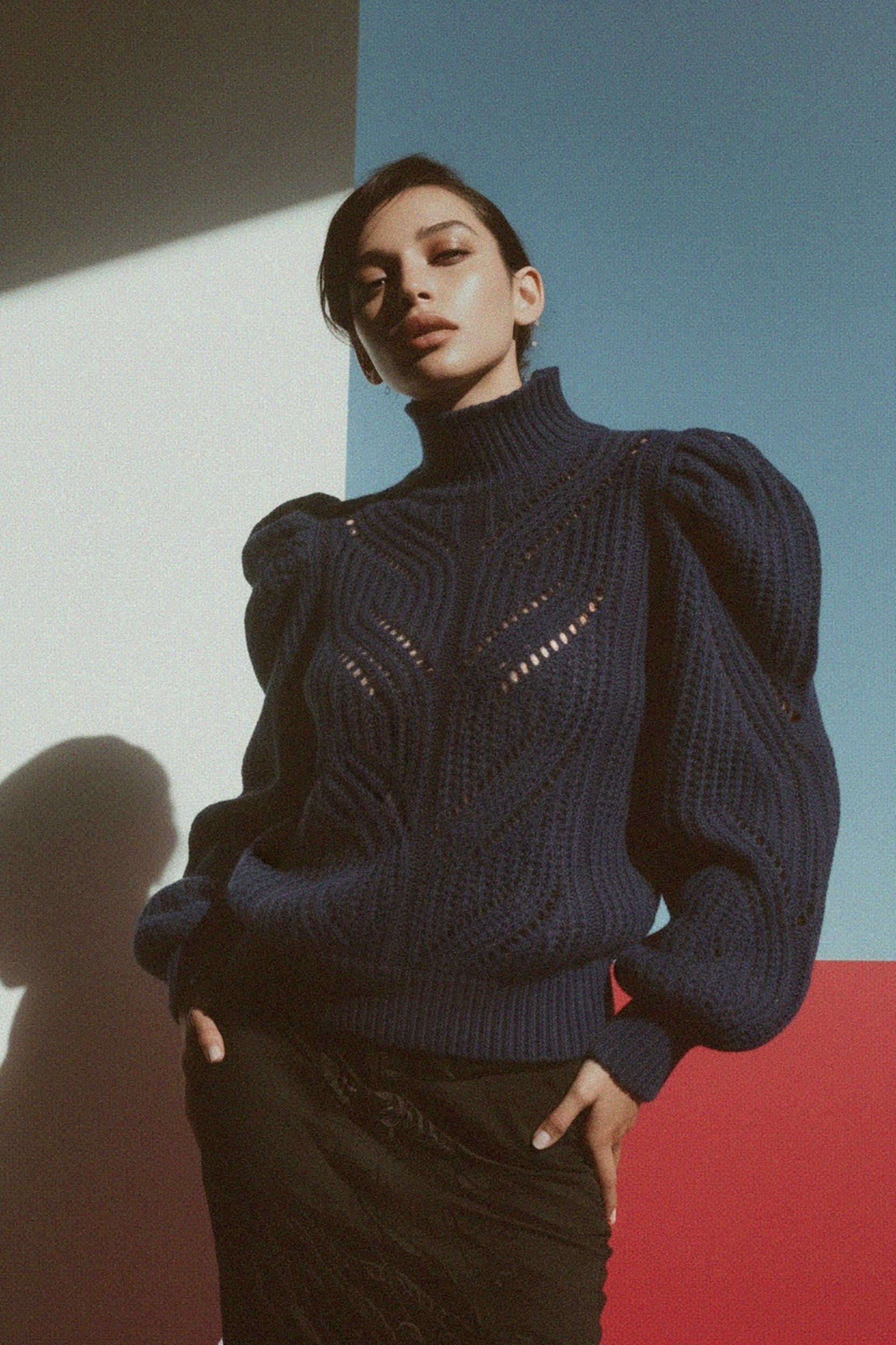 Chunky Knit Sweater with Openwork Pattern zdjęcie 2