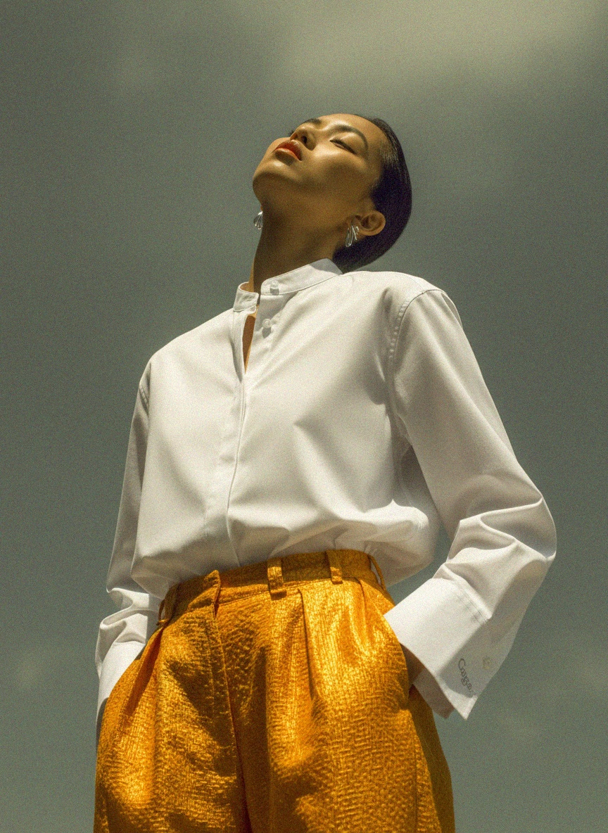 Luźna biała koszula z długim rękawem i guzikami zdjęcie 3