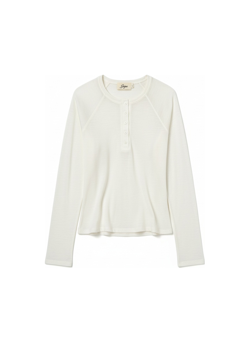 Lekki top henley z długim rękawem typu raglan zdjęcie 1