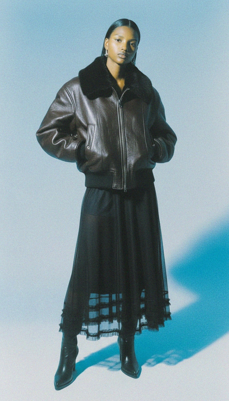 Czarna, prześwitująca spódnica maxi z falbaniastym wykończeniem zdjęcie 2