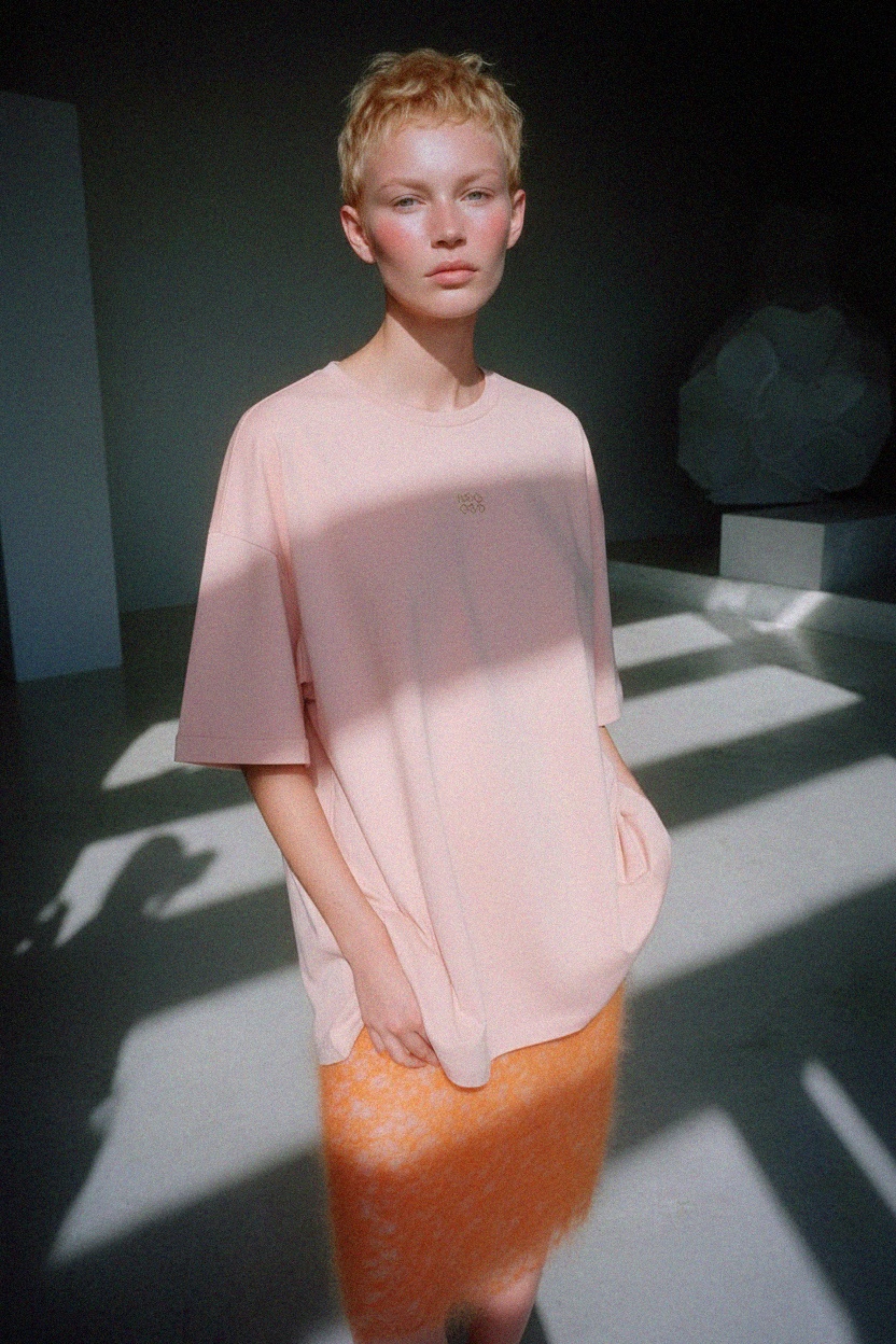 Oversize Pink T-shirt with Subtle Logo Detail zdjęcie 3