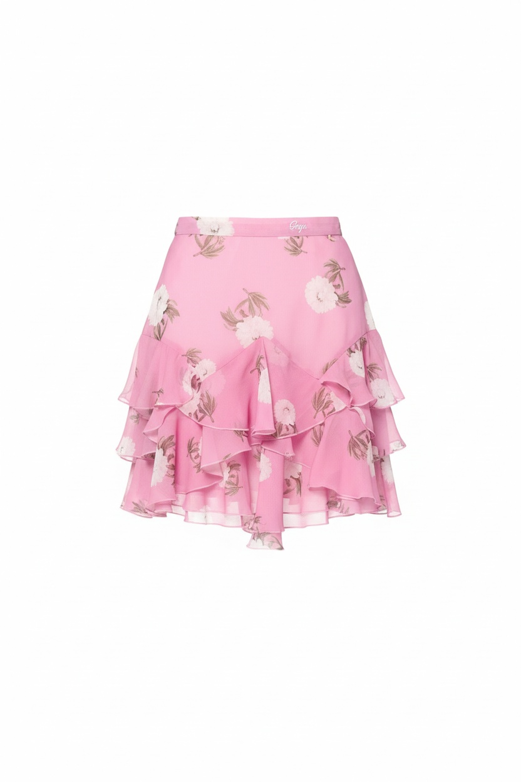 Pink Floral Tiered Ruffle Mini Skirt zdjęcie 1