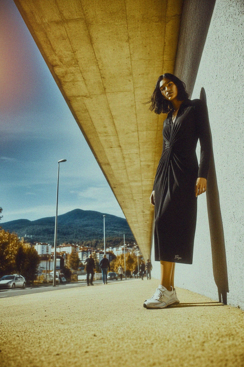 Czarna sukienka midi z długim rękawem i ozdobnym skręconym przodem zdjęcie 2