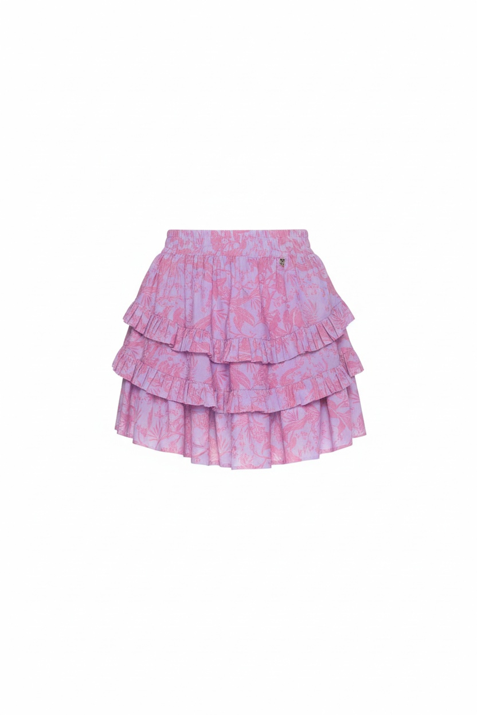 Floral Ruffled Mini Skirt in Purple and Pink zdjęcie 1