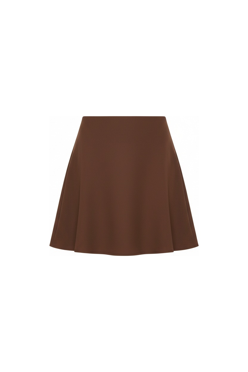 Classic Brown Flared Mini Skirt zdjęcie 1