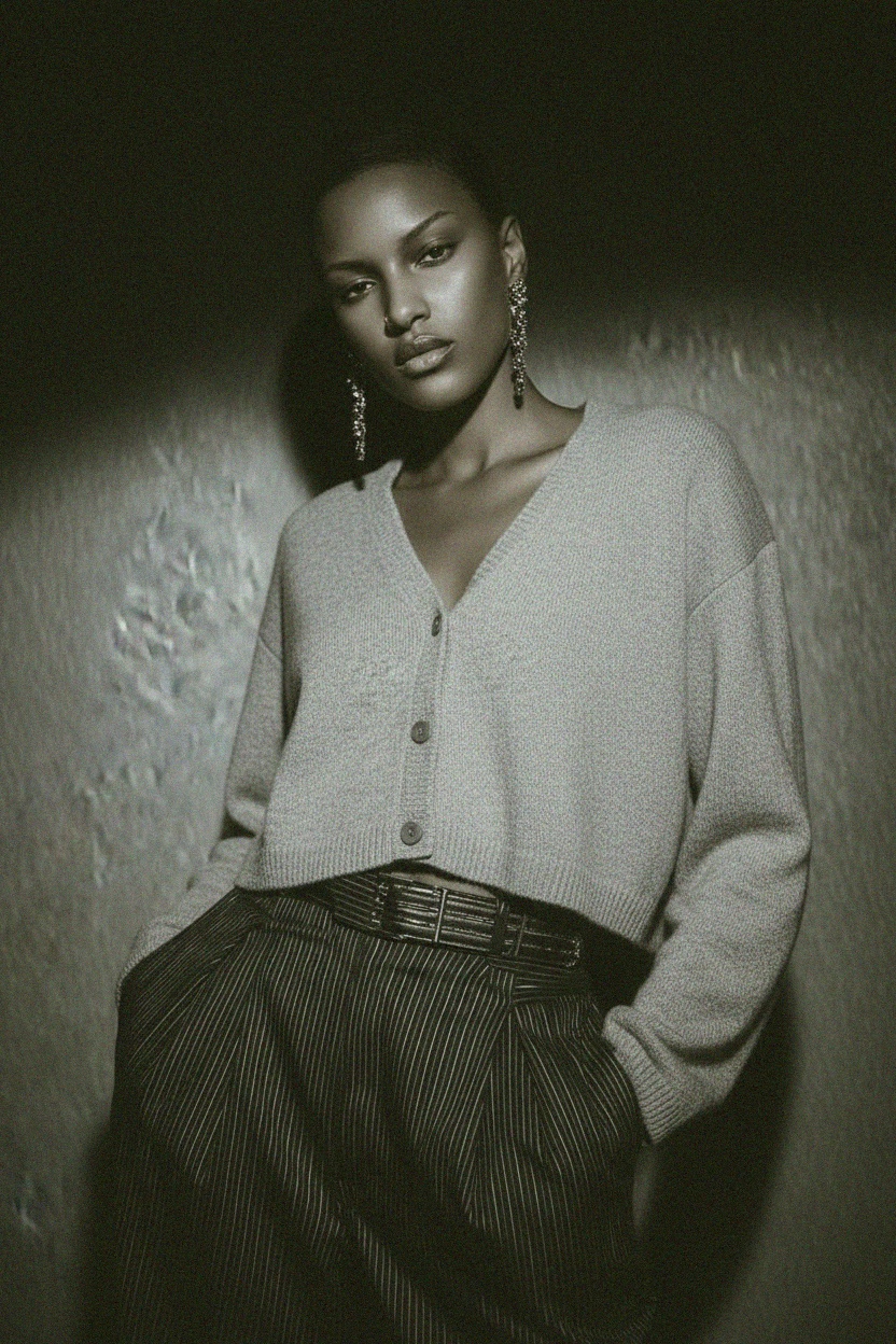 Miękki szary krótki kardigan dzianinowy zdjęcie 2