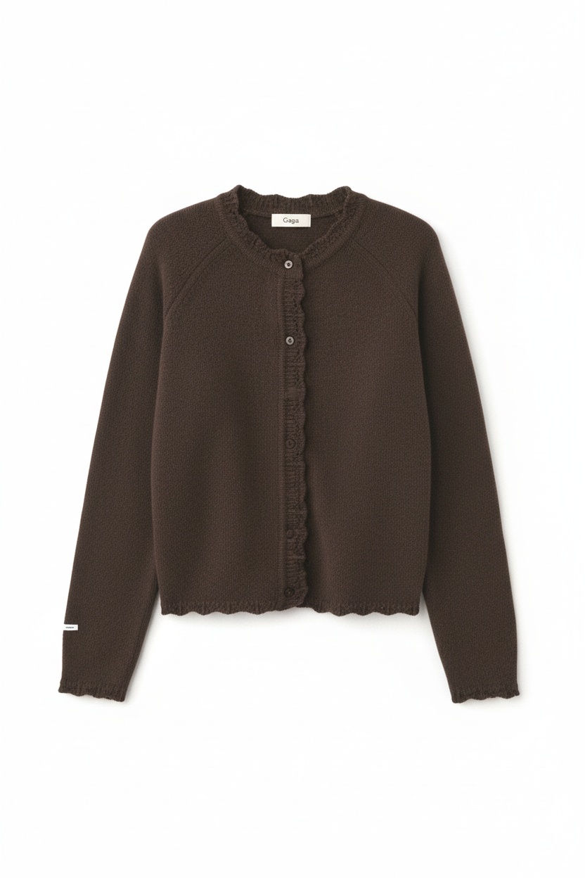 Przytulny brązowy dzianinowy kardigan z guzikami z przodu zdjęcie 1