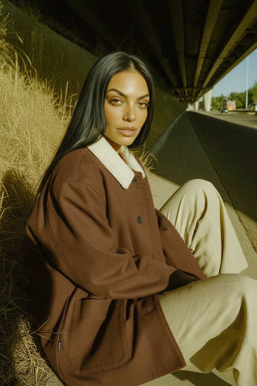 Kurtka z kołnierzykiem i guzikami o luźnym kroju zdjęcie 2