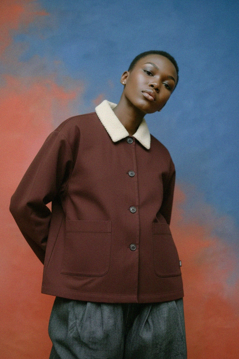 Kurtka z kołnierzykiem i guzikami o luźnym kroju zdjęcie 3