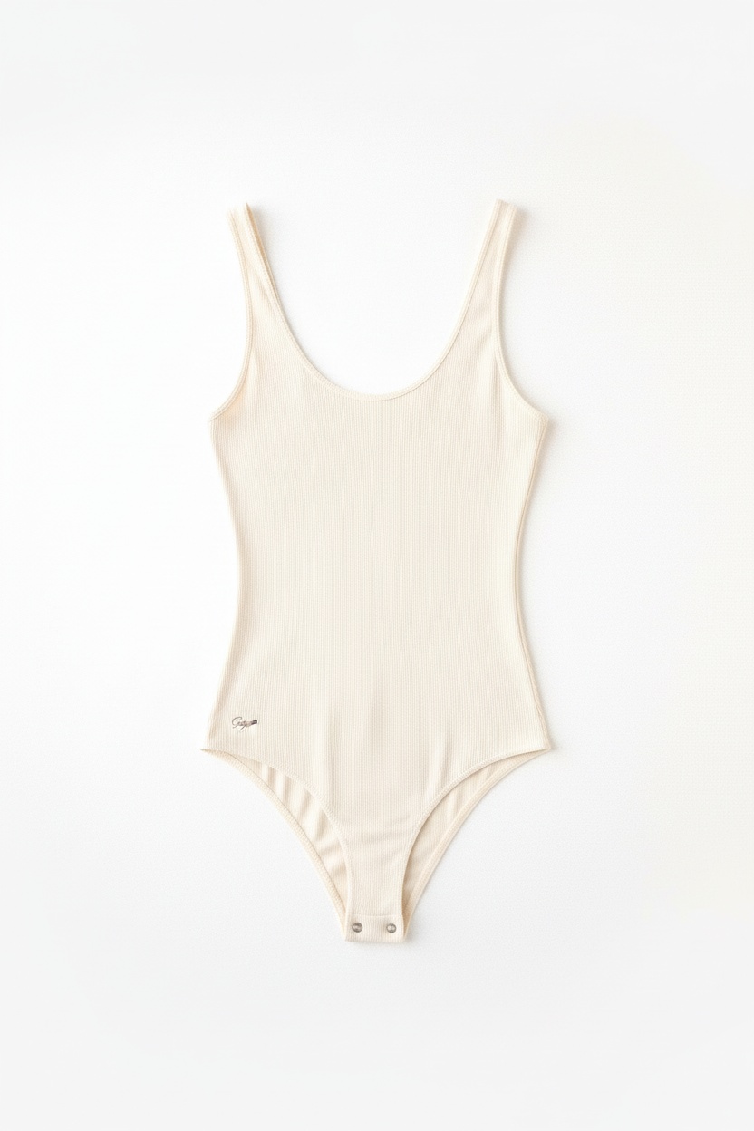 Klasyczny prążkowany body bez rękawów zdjęcie 1