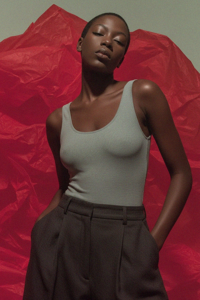 Szary prążkowany bezrękawnik zdjęcie 2