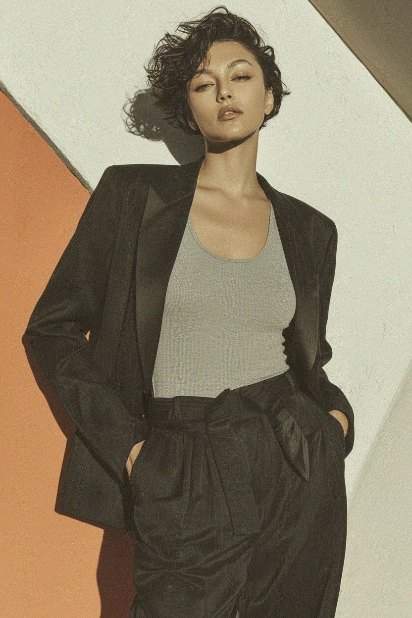 Szary prążkowany bezrękawnik zdjęcie 3