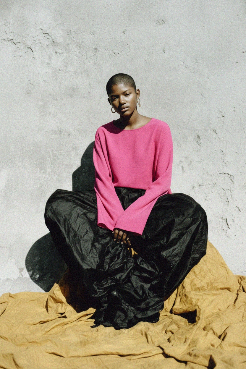 Bluzka z długim rękawem w kolorze intensywnego różu o luźnym kroju zdjęcie 3