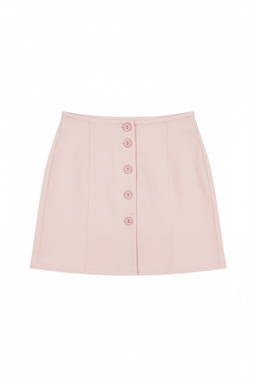 Chic Pink Button-Front Mini Skirt zdjęcie 1