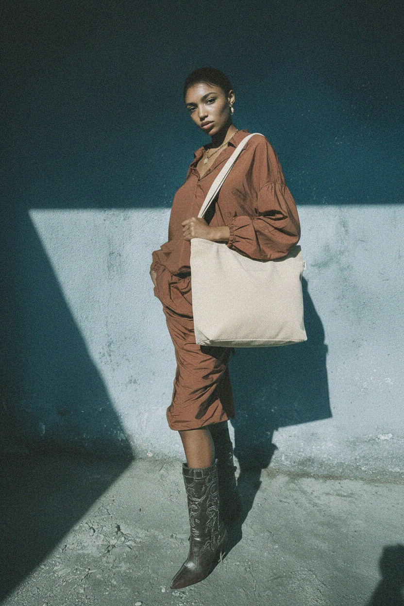 Stylowa beżowa torba sztruksowa zdjęcie 2