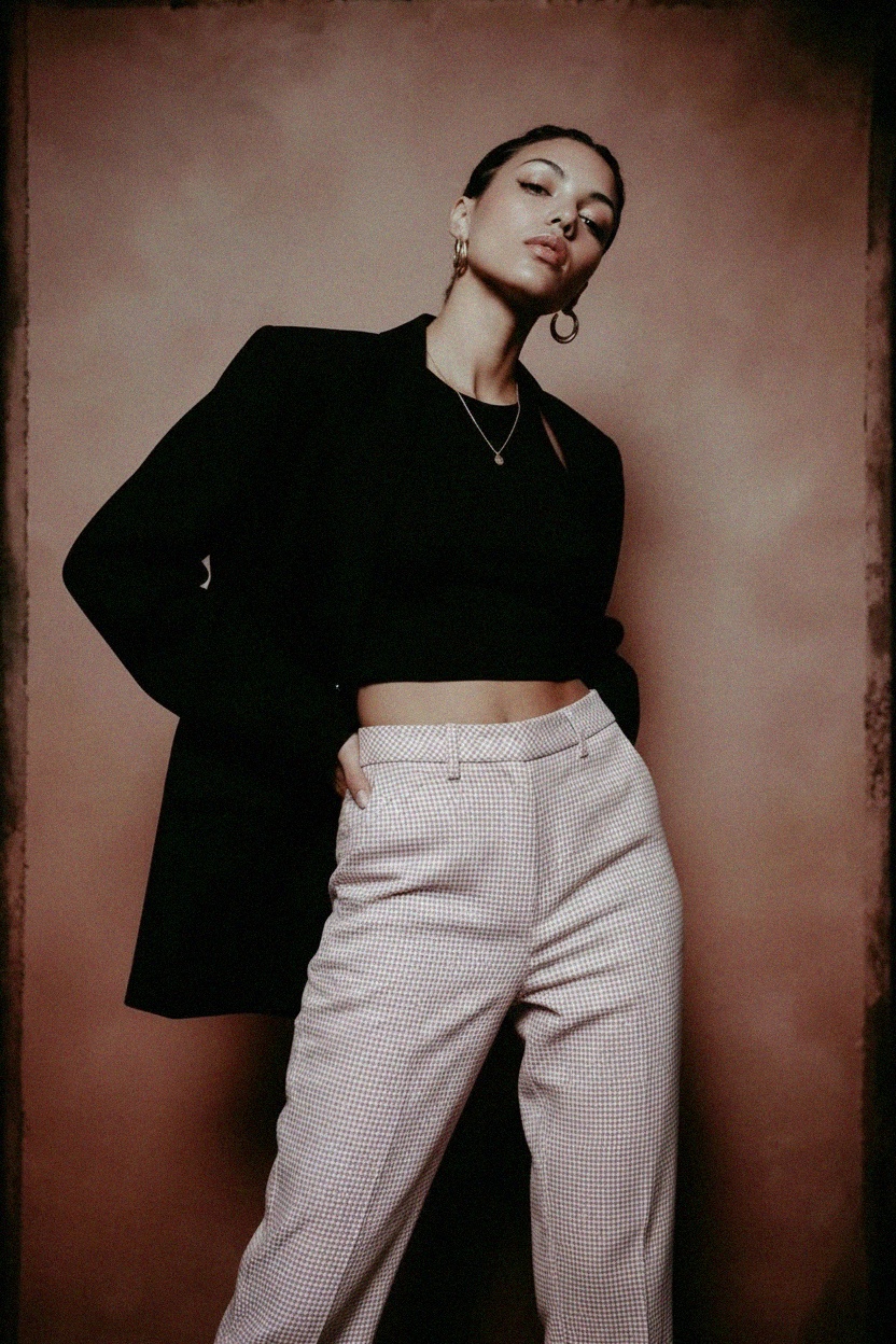 Spodnie Gingham Cropped zdjęcie 3