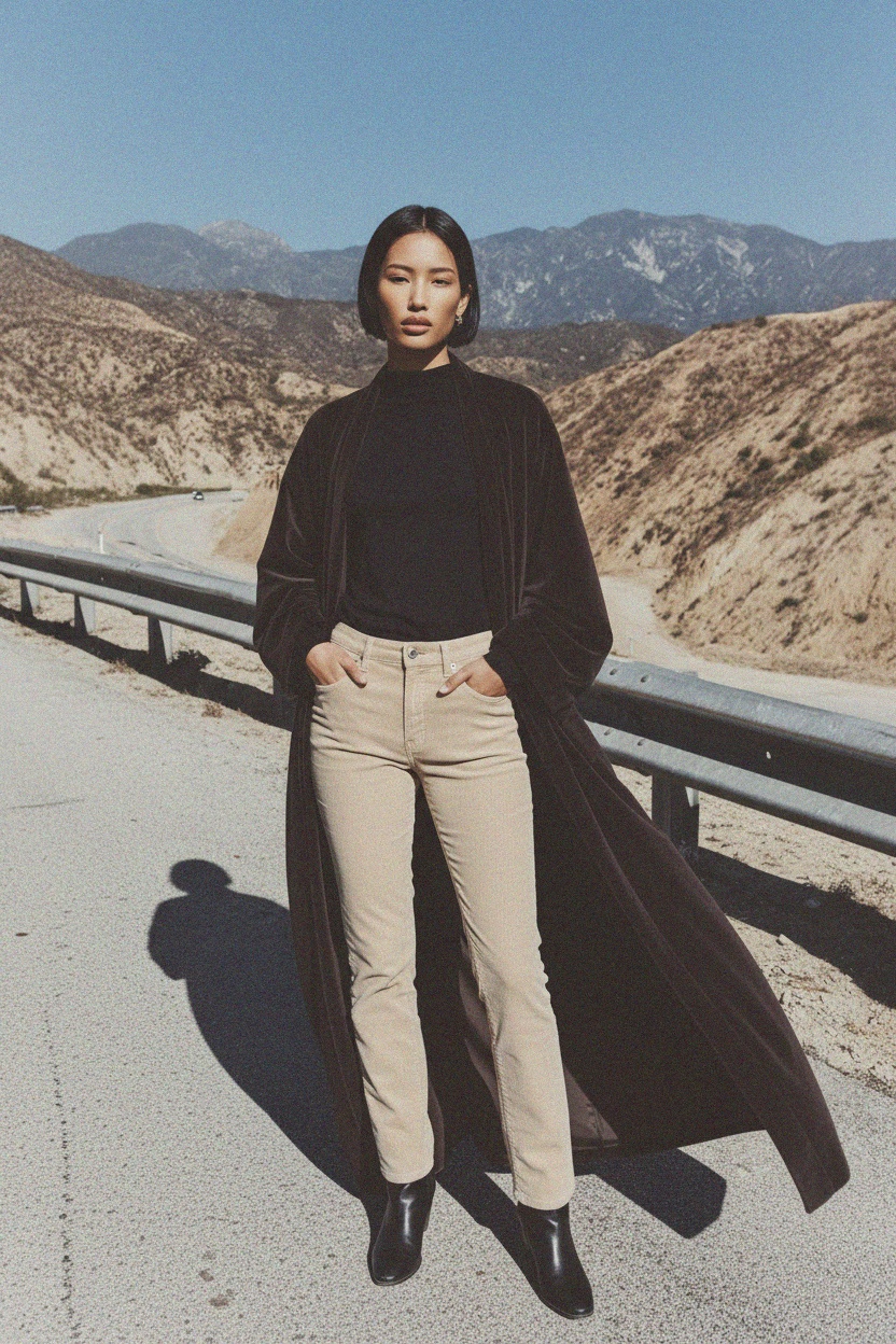 Beżowe spodnie sztruksowe z prostymi nogawkami zdjęcie 2