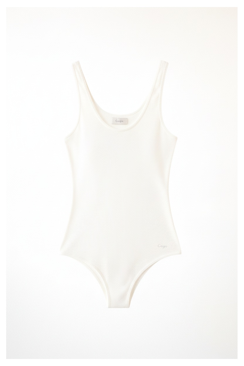 Klasyczny prążkowany biały top bez rękawów zdjęcie 1