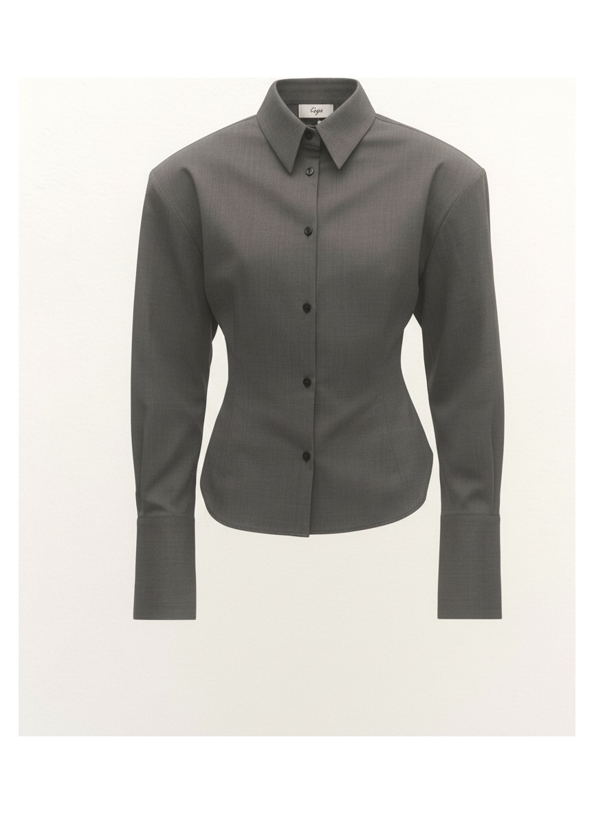 Koszula z kołnierzykiem w kolorze szarym, zapinana na guziki zdjęcie 1