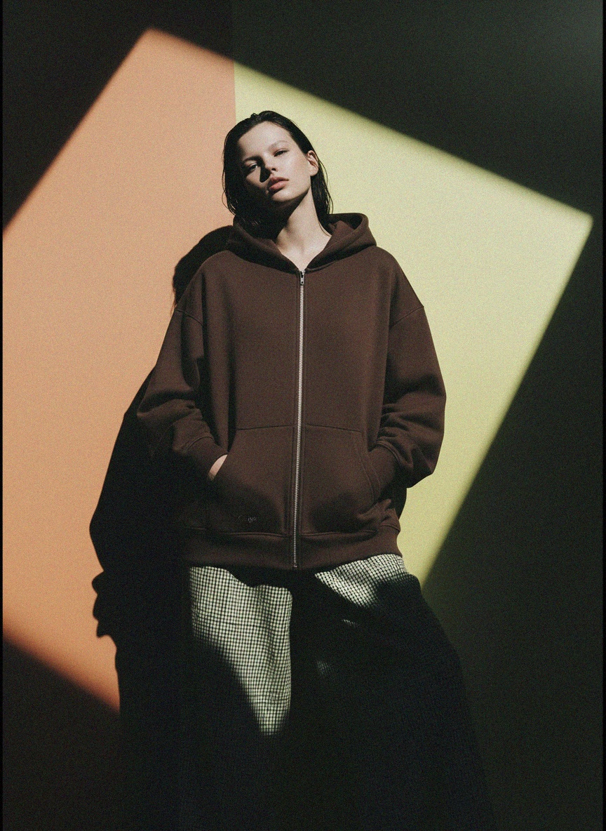 Bluza z kapturem oversize zapinana na suwak zdjęcie 3