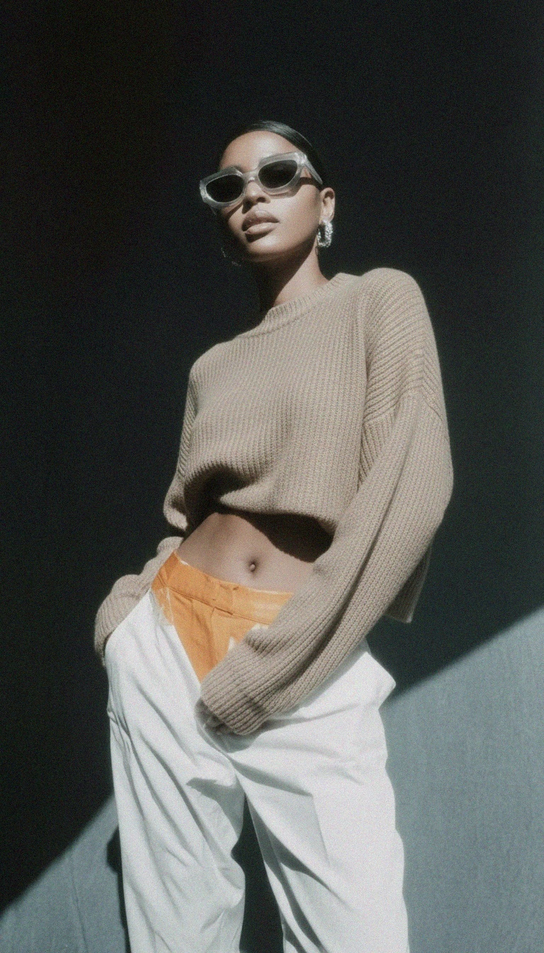 Miękki dzianinowy sweter oversize w kolorze beżowym zdjęcie 3