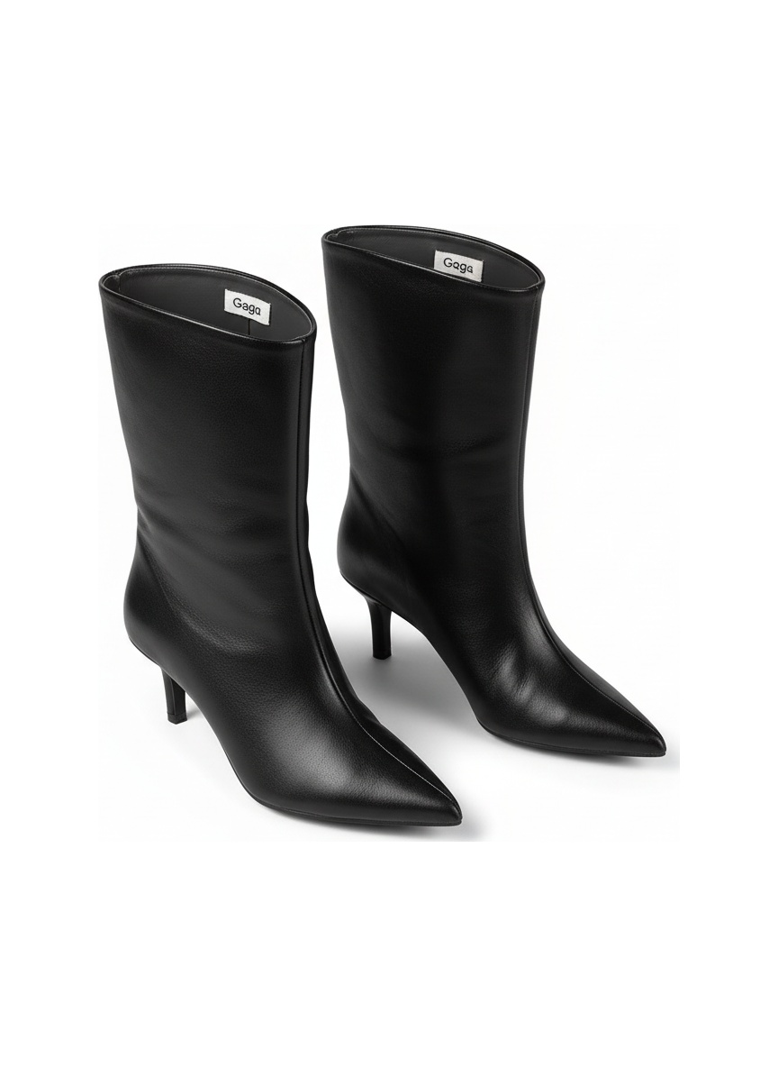 Czarne botki ze spiczastym noskiem i cienkim obcasem zdjęcie 1