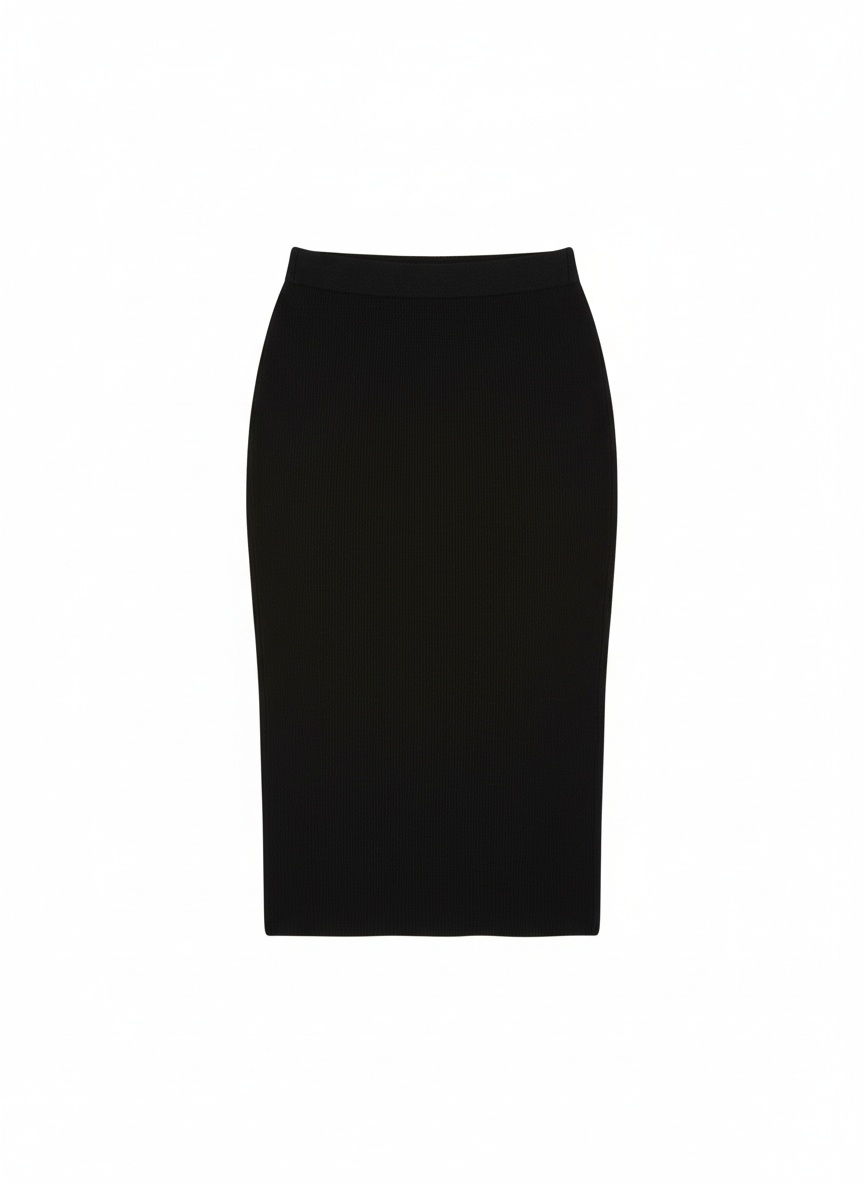 Klasyczna czarna prążkowana spódnica midi zdjęcie 1