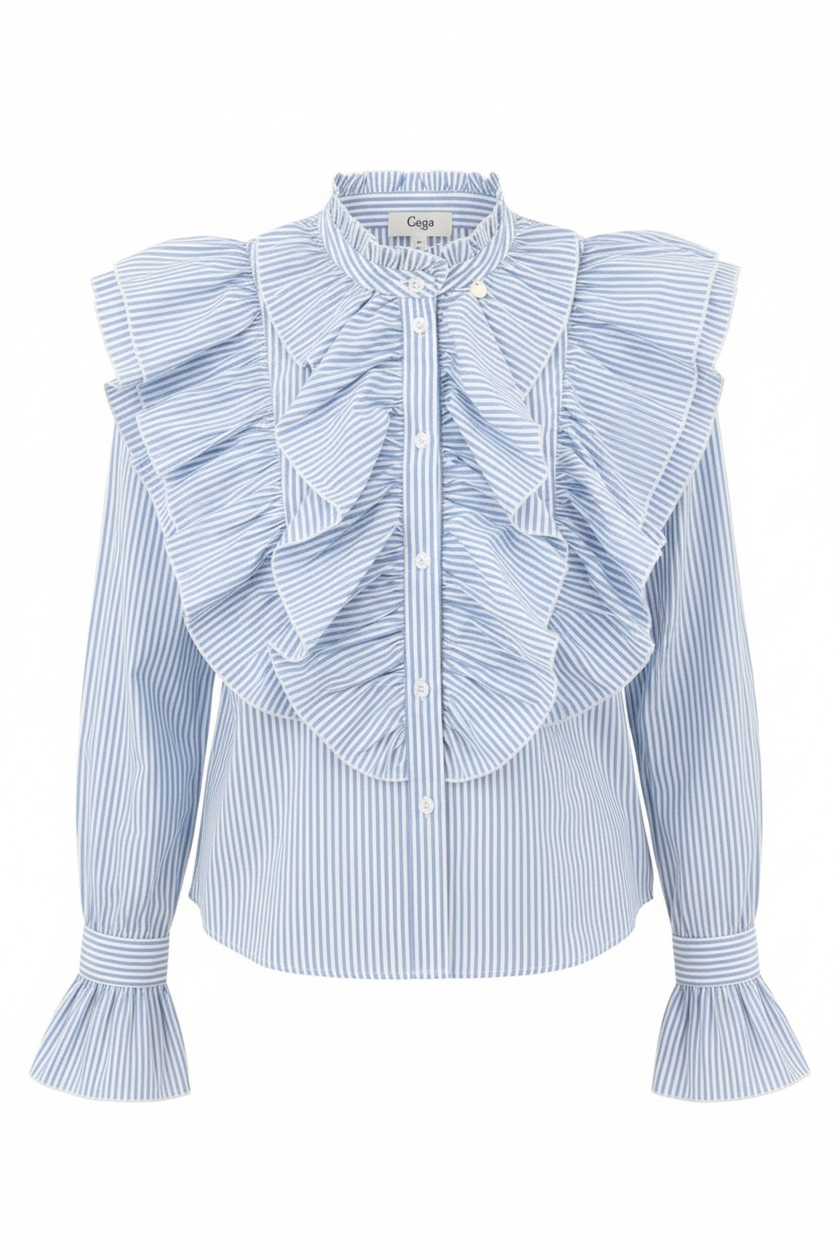 Chic Striped Ruffle Blouse zdjęcie 1