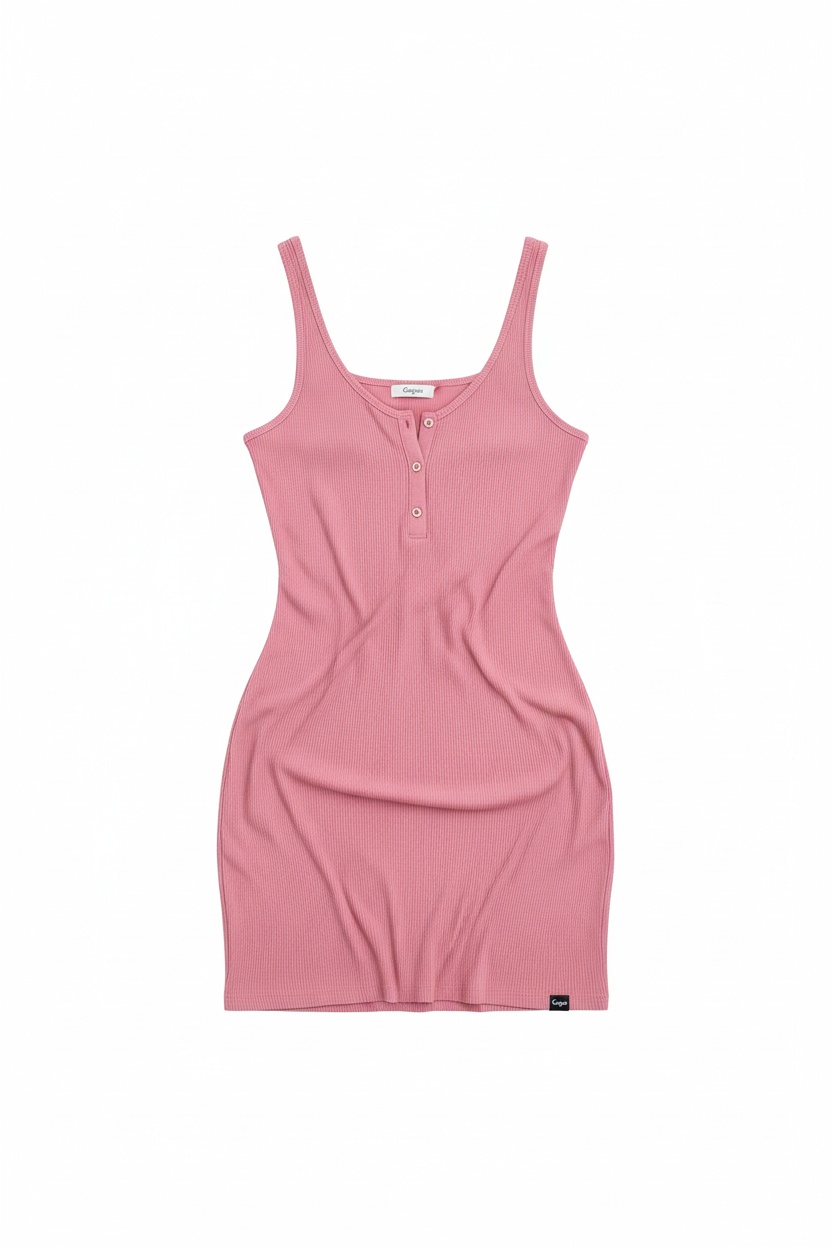 Mini sukienka z prążkowanego materiału zapinana z przodu na guziki zdjęcie 1