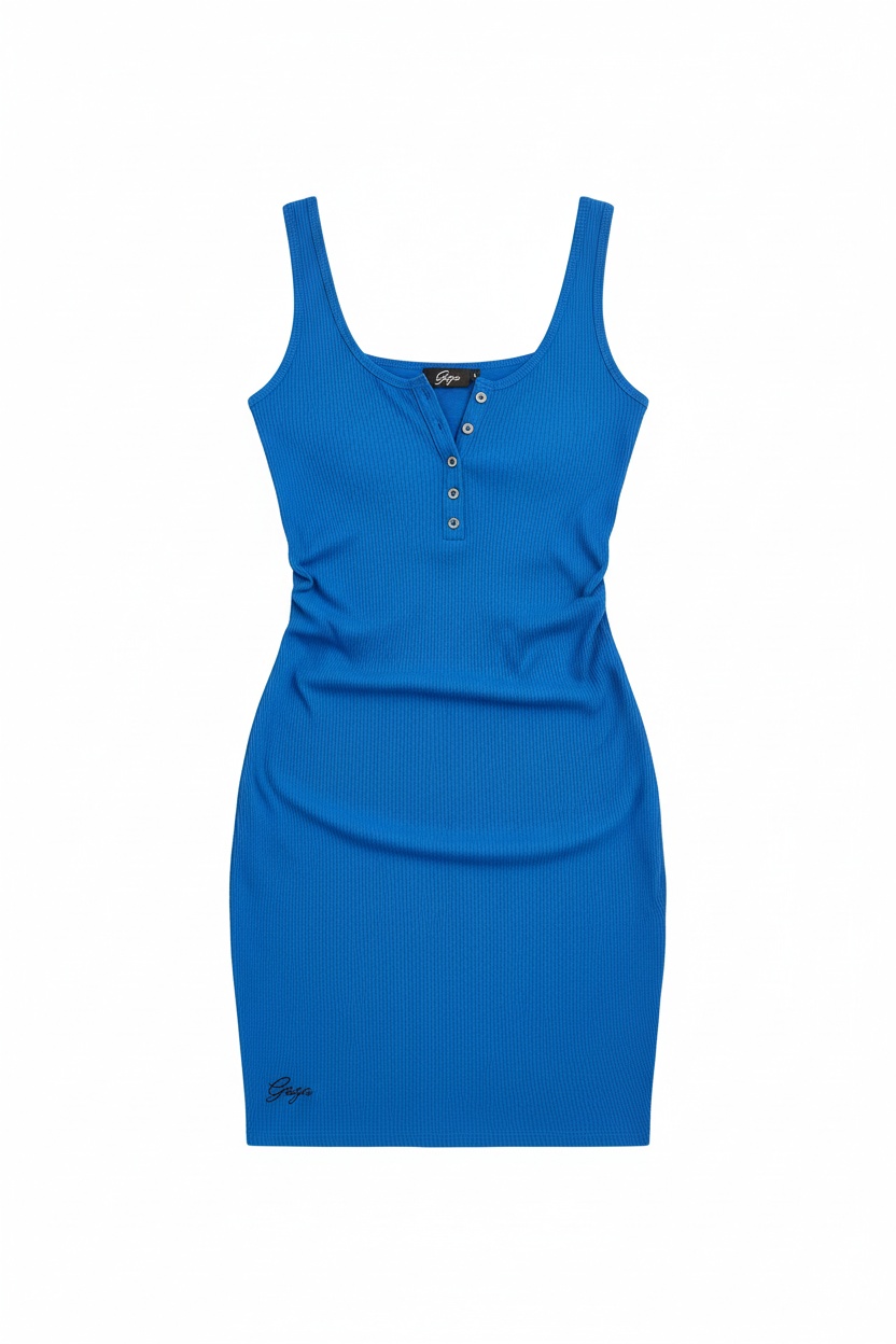 Sukienka mini z prążkowanego materiału Henley zapinana na guziki zdjęcie 1