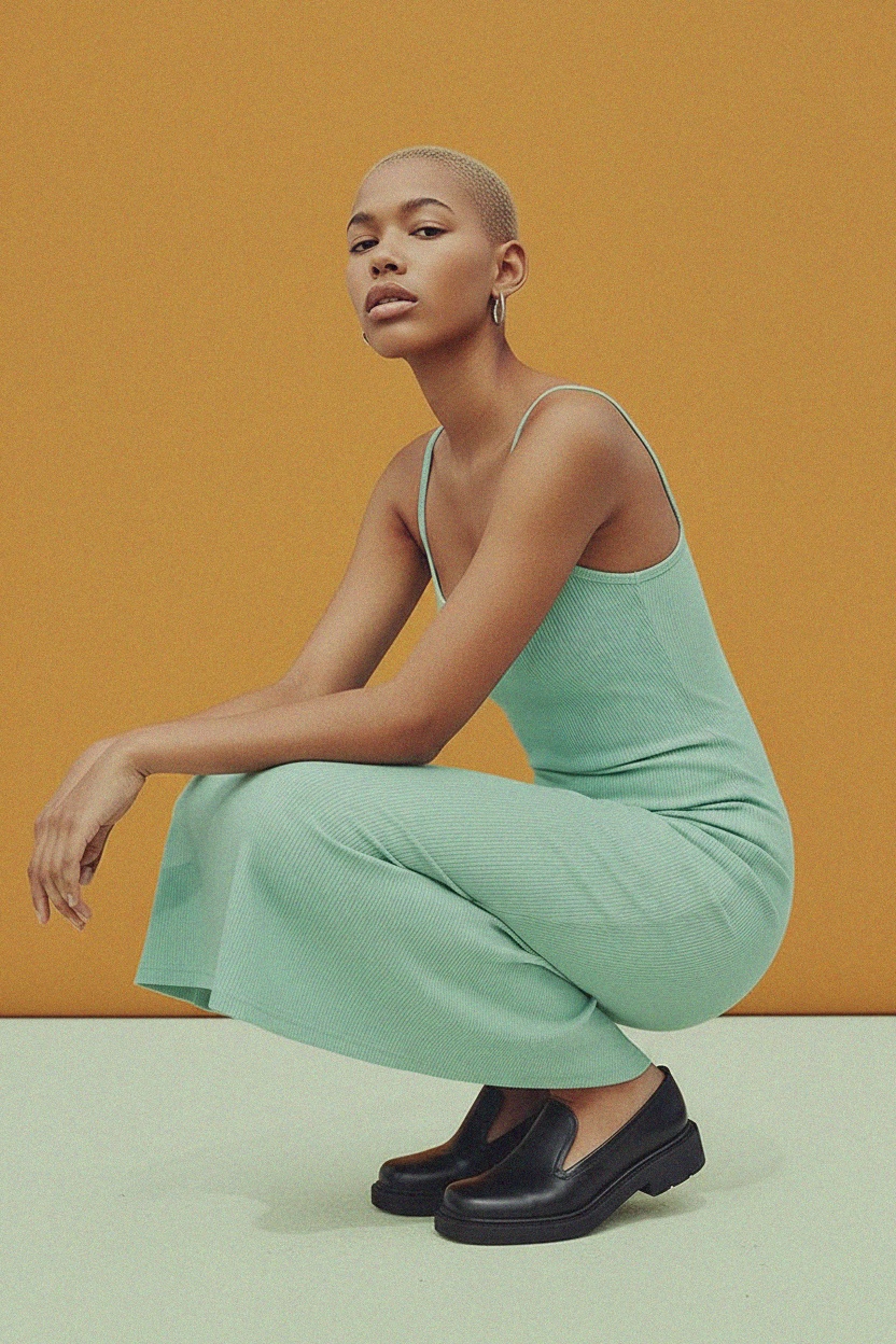 Prążkowana, bezrękawa, dopasowana sukienka midi zdjęcie 2