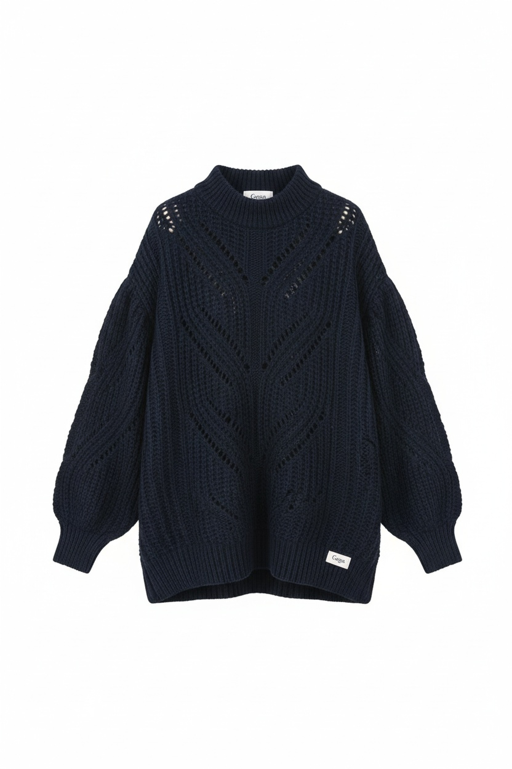 Oversize Blue Knit Sweater with Openwork Pattern zdjęcie 1