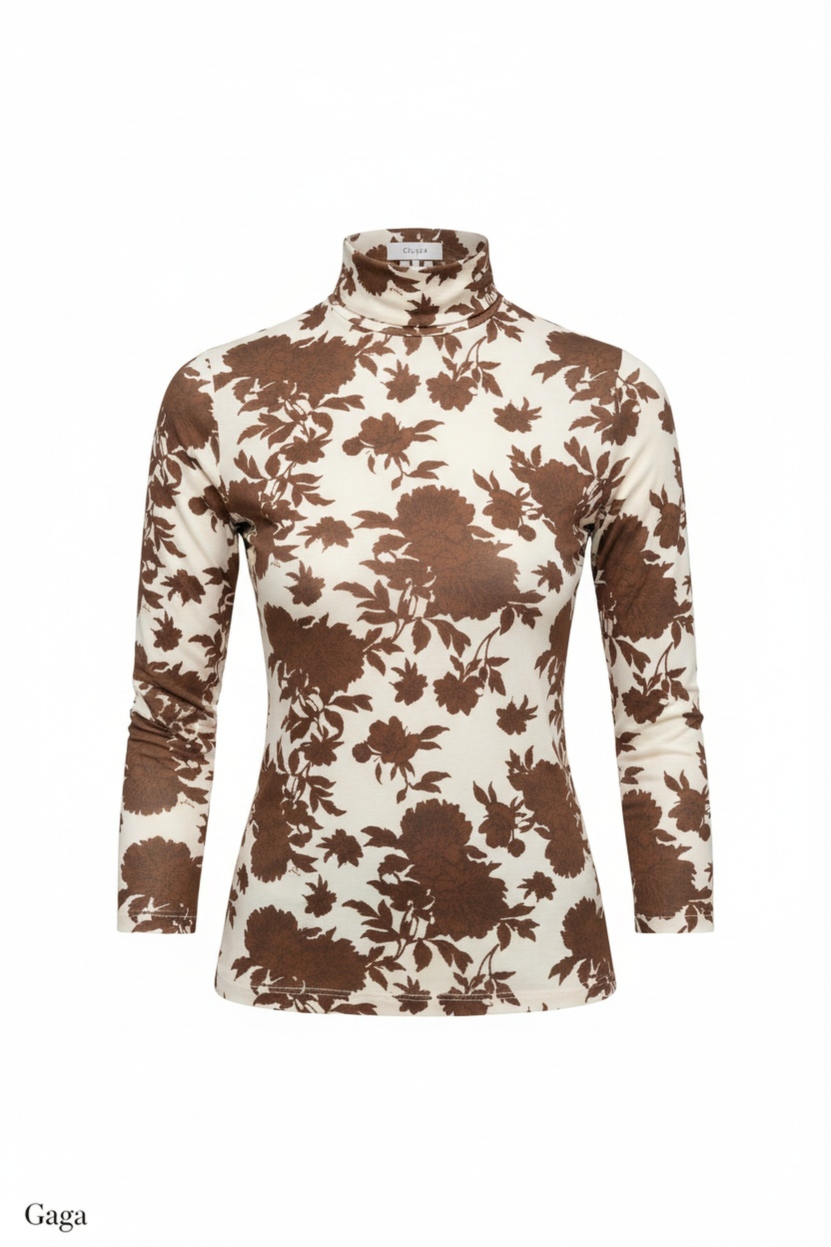 Fitted Floral Print Turtleneck Top zdjęcie 1