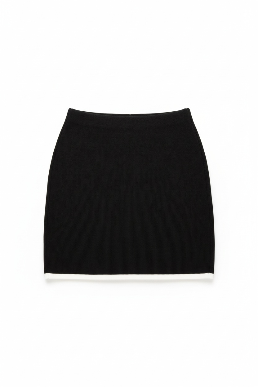 Ribbed Mini Skirt with Contrast White Trim zdjęcie 1