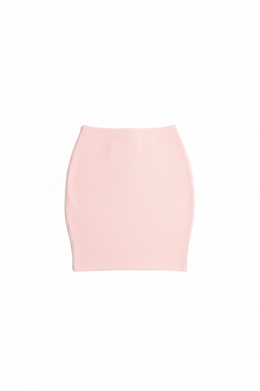 Fitted Ribbed Knit Mini Skirt - Pink zdjęcie 1