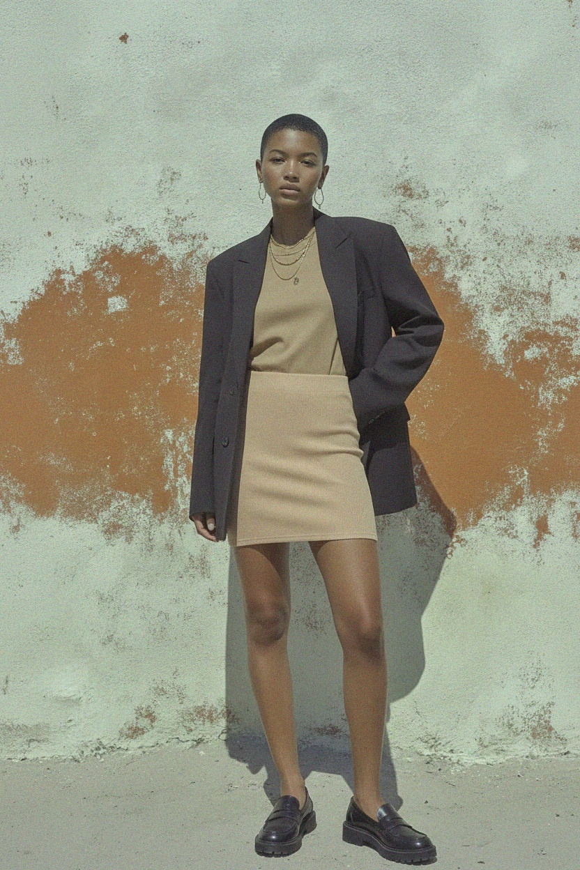 Fitted Ribbed Knit Mini Skirt zdjęcie 2