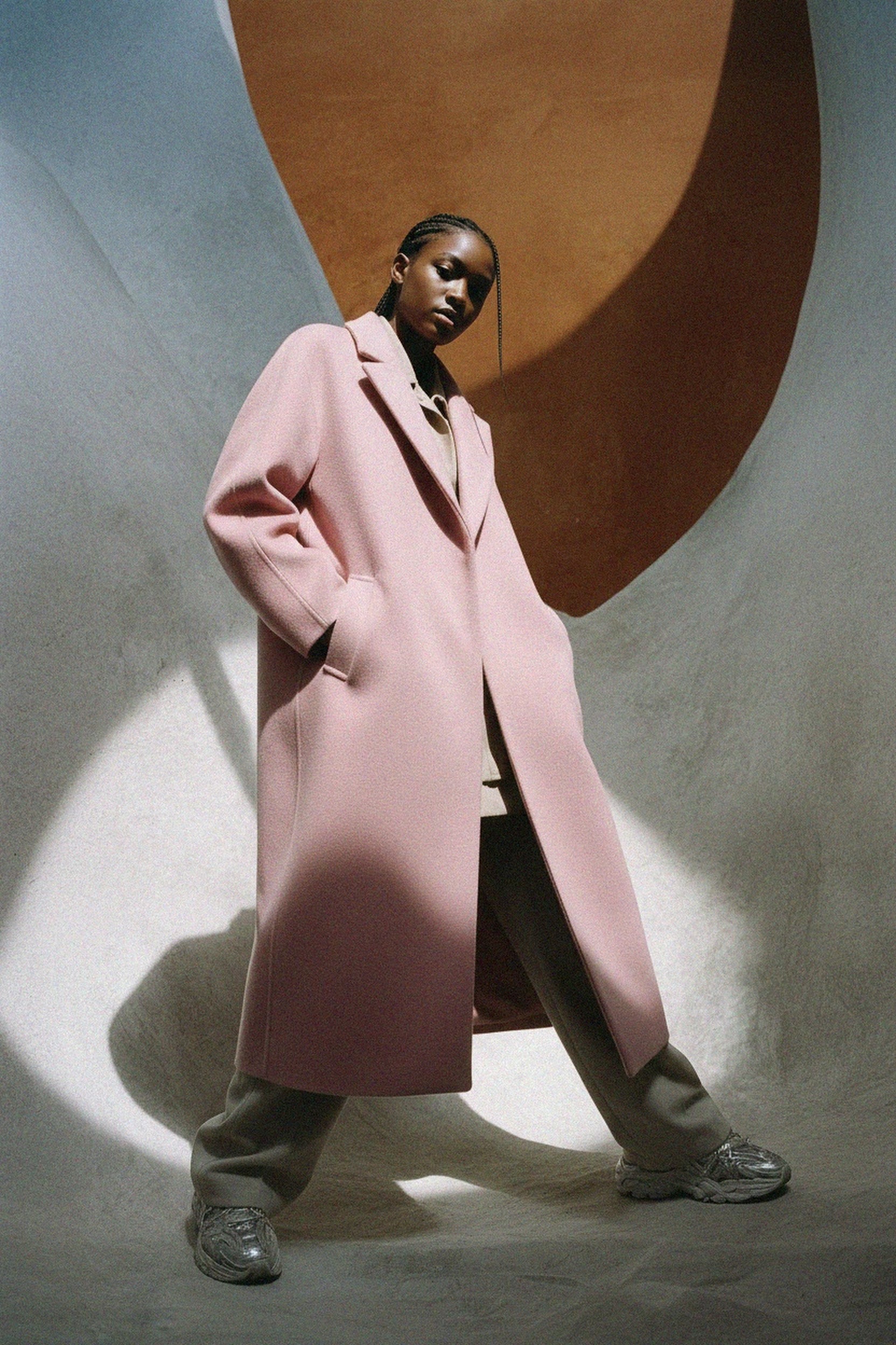 Oversized Chic Long Pink Coat zdjęcie 2