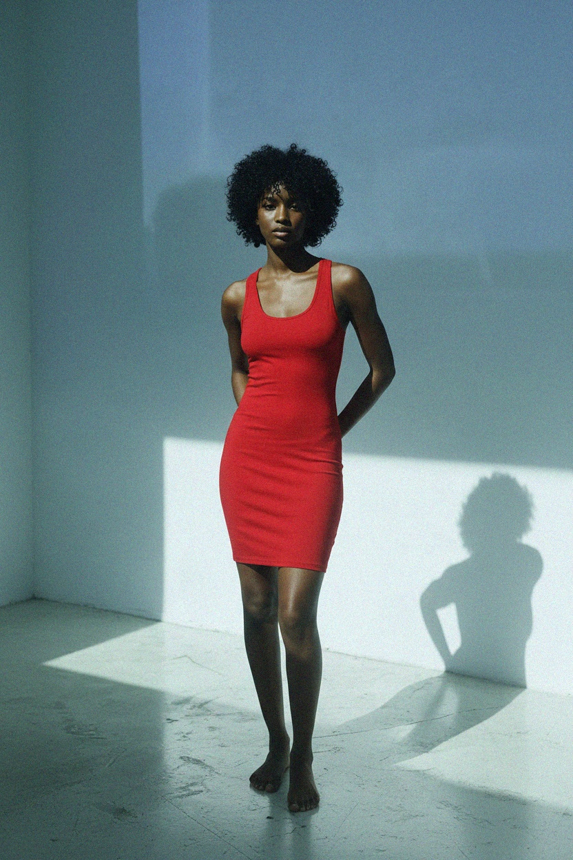 Czerwona obcisła sukienka mini bez rękawów zdjęcie 3