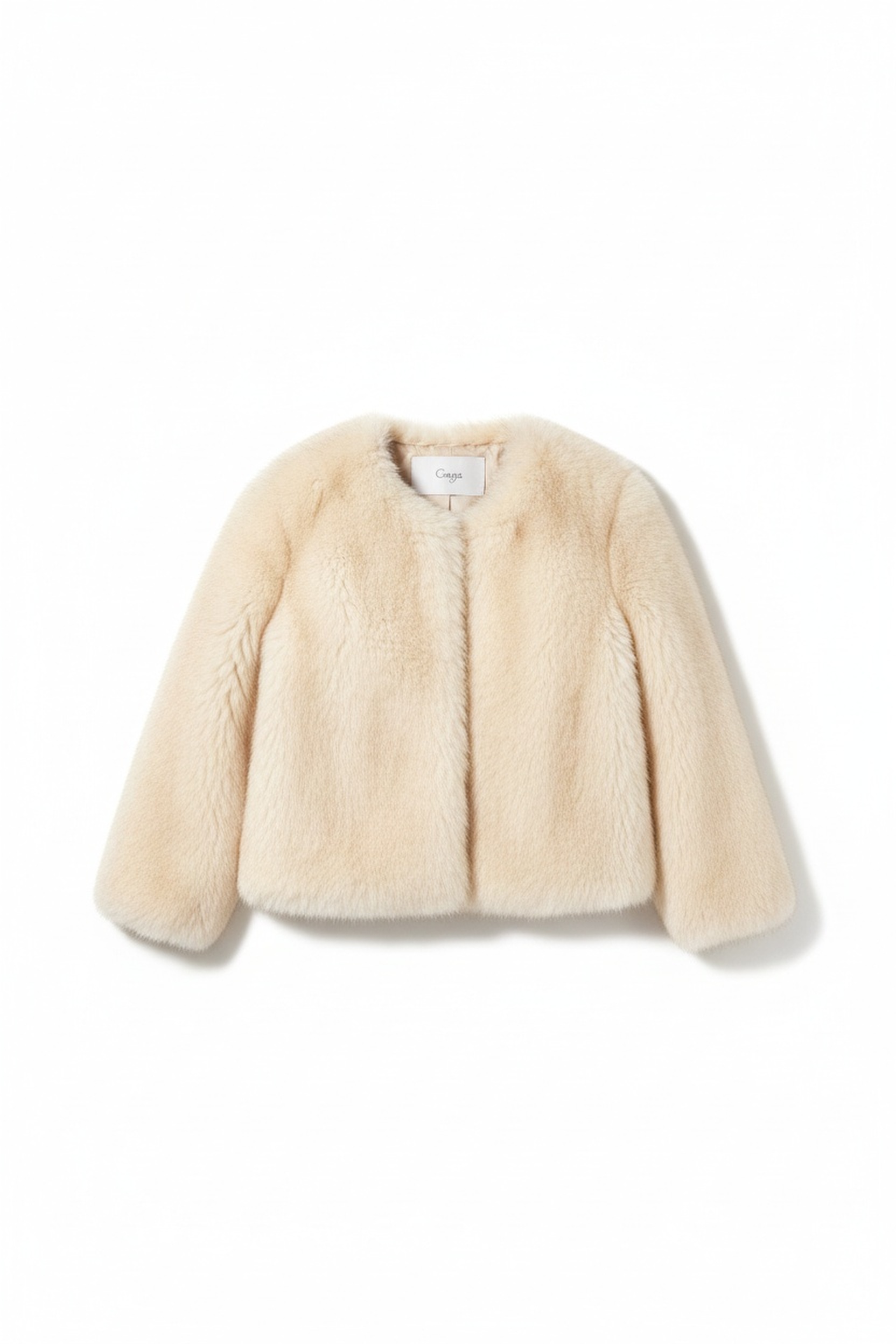 Fluffy Beige Faux Fur Short Coat zdjęcie 1