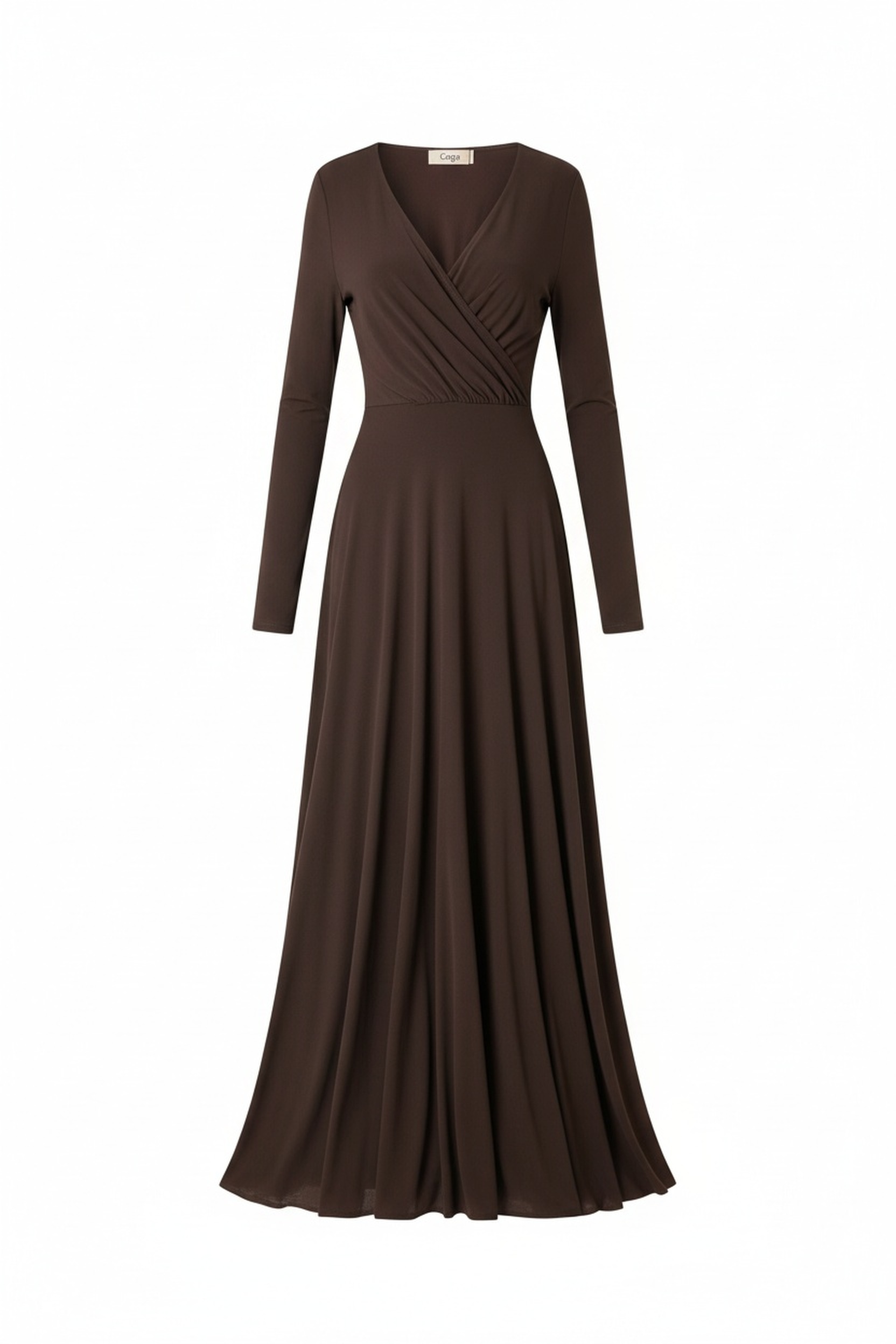 Elegant Long Sleeve Wrap Maxi Dress zdjęcie 1