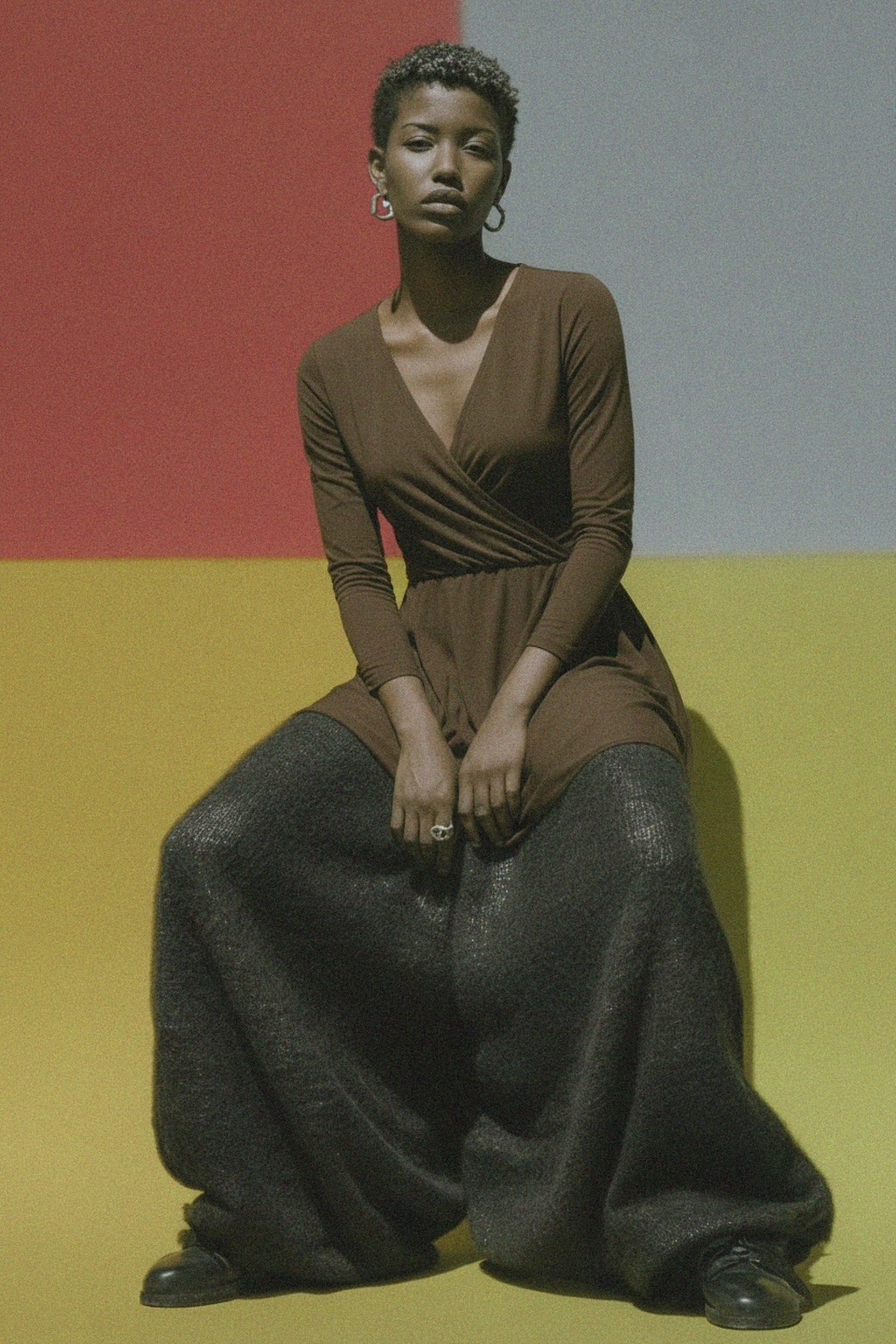 Elegant Long Sleeve Wrap Maxi Dress zdjęcie 2