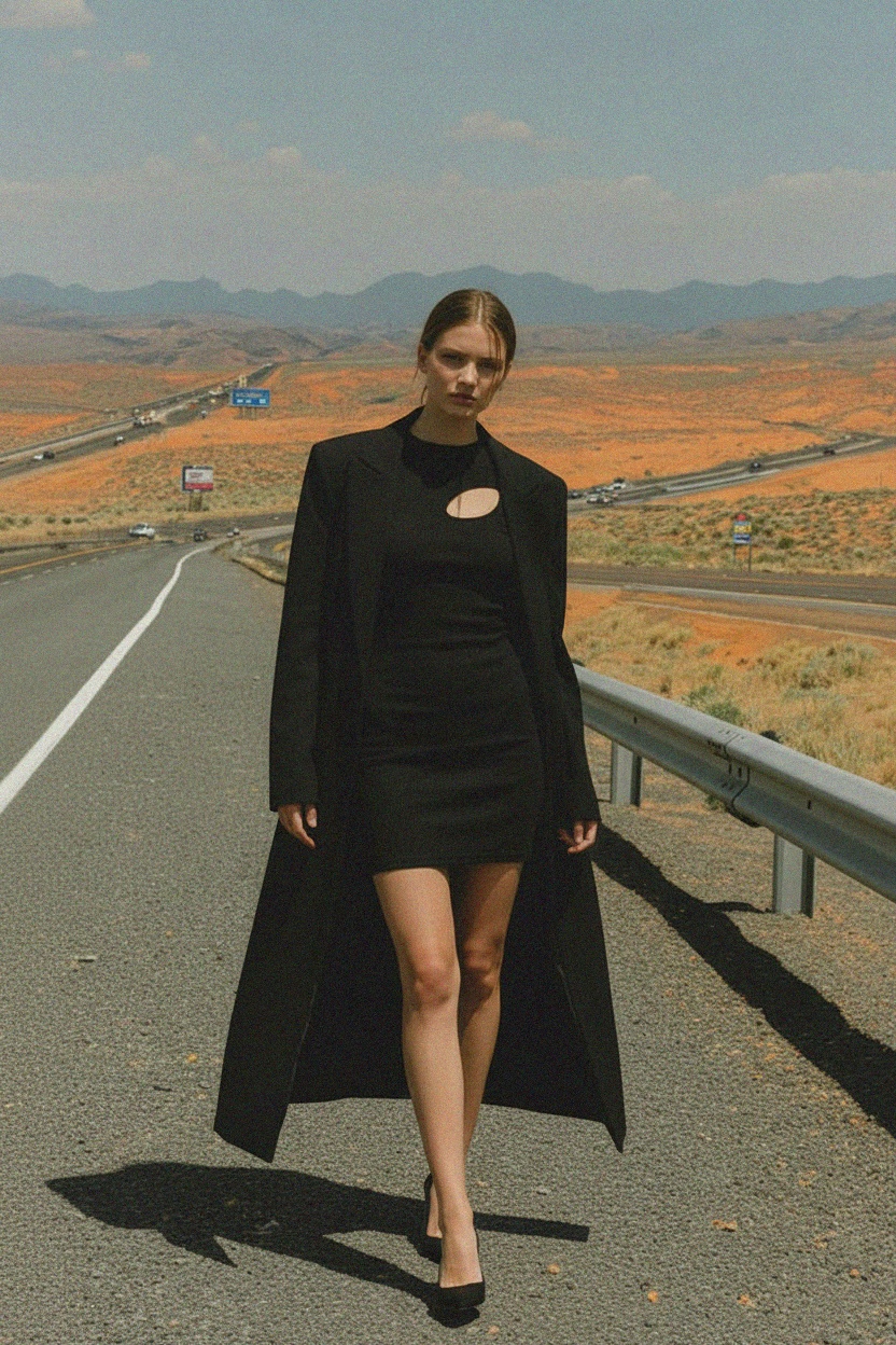 Czarna prążkowana sukienka mini z długim rękawem i wycięciem zdjęcie 2