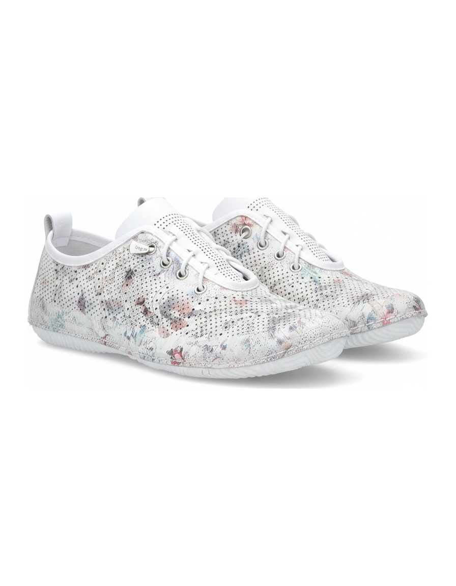 White Perforated Floral Slip-On Sneaker zdjęcie 1