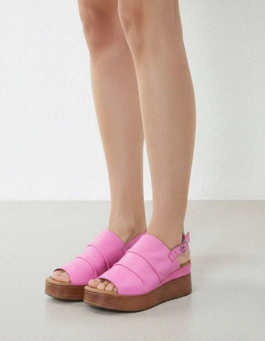 Pink Ruched Platform Slingback Sandals zdjęcie 2